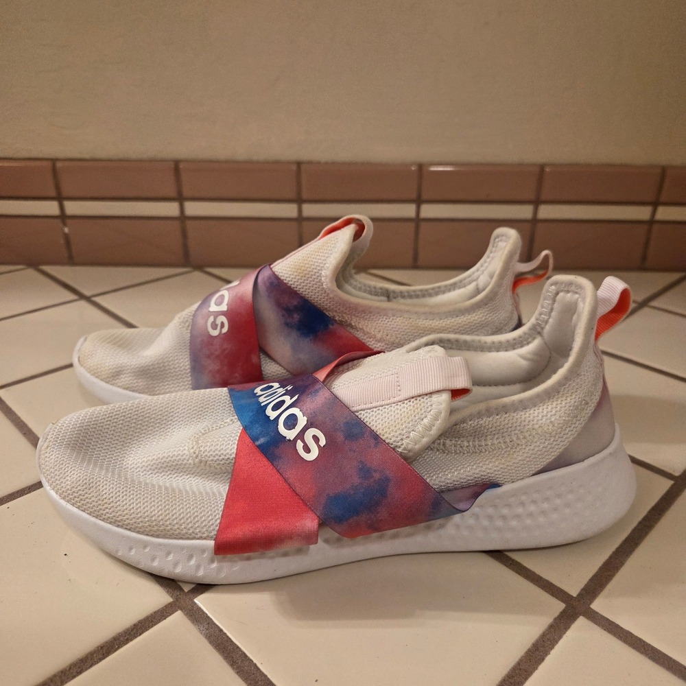 Adidas Puremotion Adapt Womens 9 White Tie Dye Slip On Running Shoes GY4466